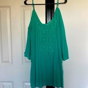 Green strappy dress!